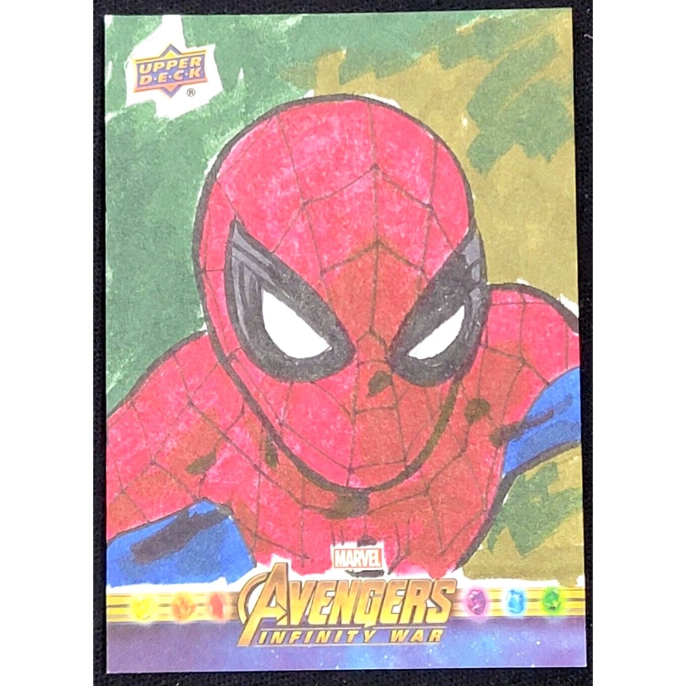 MARVEL'S AVENGERS:‎ INFINITY WAR SPIDER-MAN SKETCH CARD #D 1/1 ETHAN CASTILLO